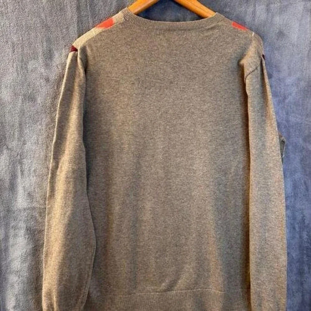 Banana Republic Mens‎ Large Argyle V-Neck Sweater Grey Orange Burgundy